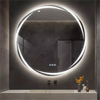 Miroir de salle de bain LED rond avec rétroéclairage et anti-buée 80 cm