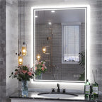 Miroir de salle de bain LED rectangulaire sans cadre avec anti-buée