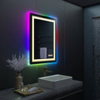 Miroir de salle de bain LED rectangulaire avec éclairage RGB