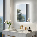 Miroir de salle de bain LED rectangulaire avec fonction anti-buée