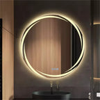 Miroir de salle de bain LED rond avec rétroéclairage et anti-buée 80 cm